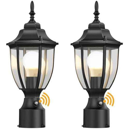 Lamomo Outdoor Post Lights, 2 Packs Dusk to Dawn Lamp Post Light Fixture, Waterproof Aluminum Lamp Posts Outdoor Lighting Pole Lantern for Yard Patio Pathway Garden