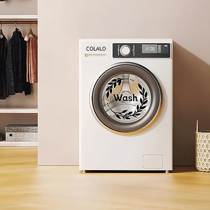 SUPERDANT Black Laundry Wall Stickers Wash & Dry Quotes Wall Decal Laundry Room Wallpaper Decor wirh Wreath Art Decal Sticker for Washer Dryer Home Decoration