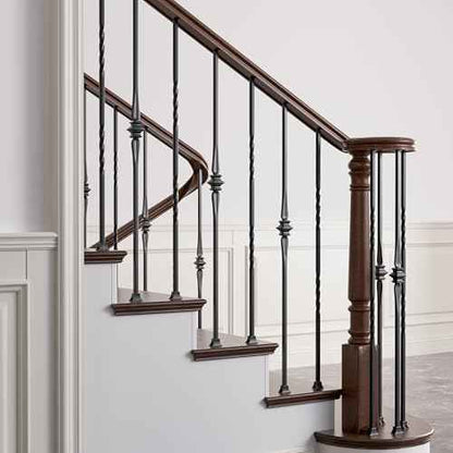 Wrought Iron Hollow Balusters - Deck Spindles Stair Railing Indoor,Stair Double Twist Hollow Iron Baluster Stair spindles, for Staircase Interior(12 Pack Black)