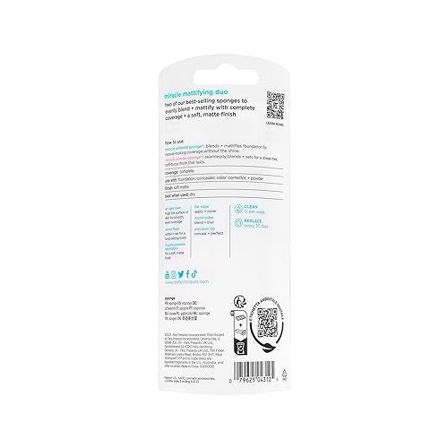 Real Techniques Miracle Airblend Sponge, Matte Makeup Blending Sponge, For Liquid, Cream, & Powder Products, Offers Medium To Full Coverage, Foundation Sponge, Latex-Free Foam, 1 Count