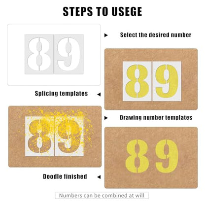 6 Inch Number Stencils Set, 0-9 Plastic Address Number Stencils Reusable Cake Digital Templates for Painting on Wall,Wood,Rock,Mailbox and DIY Art Projects