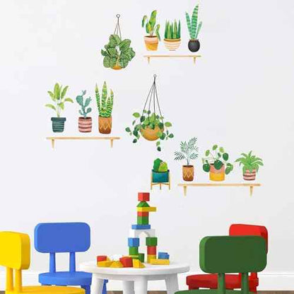 Generic Green Potted Plants Window Clings Wall Decals Peel and Stick Plants Wall Decal Stickers for Bedroom Living Room Wall Stickers Nursery Office Apartment Wall Decor 481