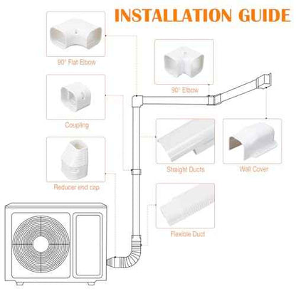 3" W 20Ft L Mini Split Line Set Cover Kit Air Conditioners Decorative PVC Slim Line Cover for Central AC & Heat Pumps Systems Tubing Cover
