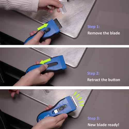 Nova Auto-load Razor Blade Scraper With 16 Extra Standard Razor Blades, Ergonomic Handle, Blades Storage, Cleaning Plastic Scraper Tool for Glass Stove Top, Paint, Window, Oven Door and Cooktop