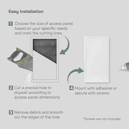 Vent Systems 10'' x 20'' Inch White Metal Access Panel - Easy Access Doors - Access Panel for Drywall, Wall, Electrical and Plumbing Service Door
