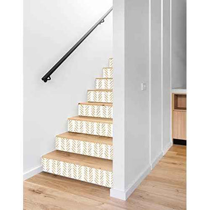 HAOKHOME Boho Peel and Stick Wallpaper Brush Strokes Stripes Removable Terracotta/White Chevron Vinyl Self Adhesive Mural 17.7in x 9.8ft