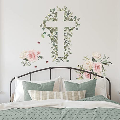 RoomMates RMK5282GM Watercolor Floral Cross Giant Peel and Stick Wall Decals