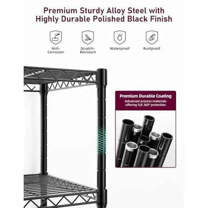 Simple Deluxe 5-Tier Heavy Duty Storage Shelving Unit, 1250 Lbs Loading Capacity, 29.92" W x 13.98" D x 61.02" H, Black