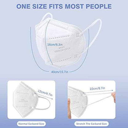 Pruk 50 Pack Masks, 5-ply Face Mask, Protective Cup Dust Mask, Disposable Mask with Nose Clip and Earloop