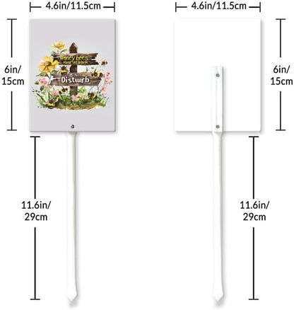 Uptell Honeybees Hard At Work Do Not Disturb Yard Signs with Stakes Aluminum Sign for House/Front Door and Business Outdoor Decoration 7x8.8 Inch