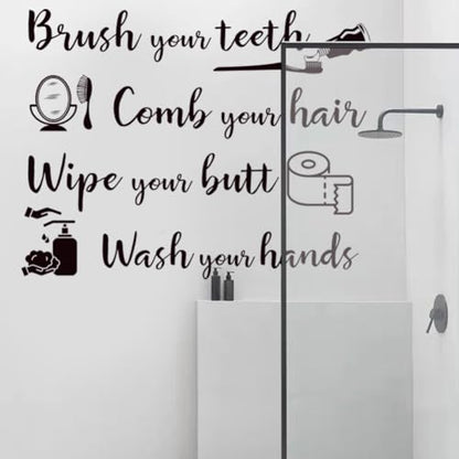 Bathroom Wall Decals Sticker Bathroom Funny Sayings Quotes Wall Sticker Vinyl Peel and Sticker Home Sign Art Decals for Toilet Shower Room Home Decoration.