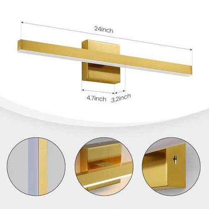 KAISITE Modern Bathroom Vanity Light Gold Light Fixture Over Mirror 24 inch Vanity Lighting Fixture Dimmable 5CCT LED Bar Vanity Light for Bathroom Restroom