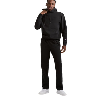 Champion Men's Open-Bottom Fleece Sweatpants, Standard Fit, Midweight Fleece, Available in Regular and Big & Tall, Black, Large