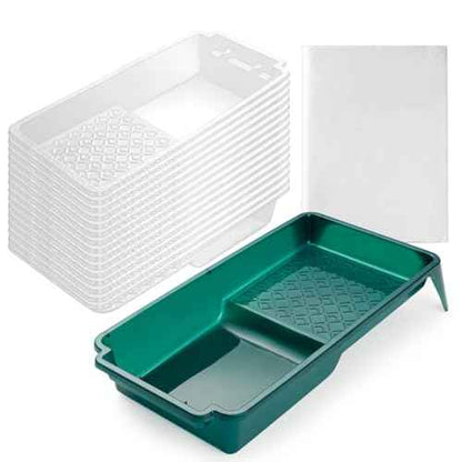 Paint Tray Liner, 4 Inch Paint Roller Tray with 15 Pcs Disposable Paint Liners, Small Paint Tray Set, Plastic Paint Pan, Easy to Clean House Painting Supplies for Walls, DIY Projects