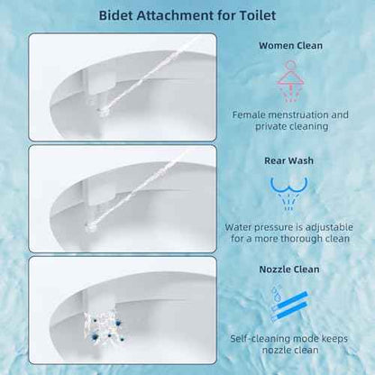 Hibbent Bidet Attachment for Toilet, Self Cleaning Dual Nozzle, Hot & Cold Water Spray Non-Electric Mechanical Bidet Toilet Seat for Rear or Female Washing Sanitizing, Adjustable Water Pressure, White
