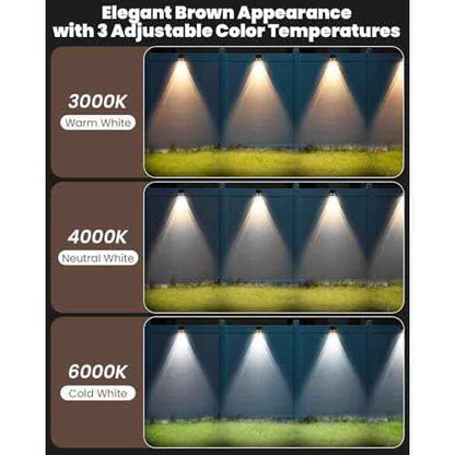 Brighter Solar Fence Lights-3000/4000/6000K 3 Mode,Solar Lights Outdoor Waterproof,Dusk to Dawn Deck Light, Outdoor Lighting for Backyard/Railing/Wall/Step/Patio(8 Pack,Brown)