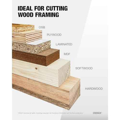 CRALY 7-1/4 Inch 24 Teeth Wood Cutting Framing Circular Saw Blade, 5/8 Inch Arbor, Carbide Tipped, Thin Kerf, Black Ice¢â Coating, for Plywood, MDF, OSB, Laminated(C0724FR)