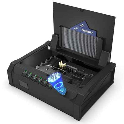 [ 25% Larger capacity ] Gun Safe for Pistols, Biometric Handgun Safe box, Mounted Handgun Safe Quick Access Security Safe with Fingerprint Keypad Lock for Home nightstand