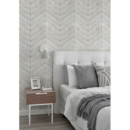 CiCiwind Wallpaper Peel and Stick White Grey Wood Wallpaper Distressed Wood Textured Contact Paper Herringbone Self Adhesive Removable Wallpaper for Bathroom Cabinets Decor 78.7"¡¿16.8"