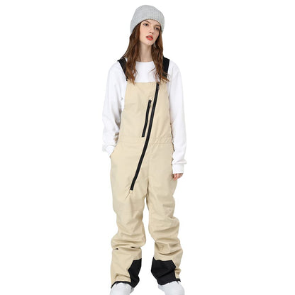SEARIPE Women's Ski Bibs Snow Pant Adjustable Overalls Pants Wear-Resistant Bib Hiking Climbing Insulated Ski Pants(K2113,Khaki,L)