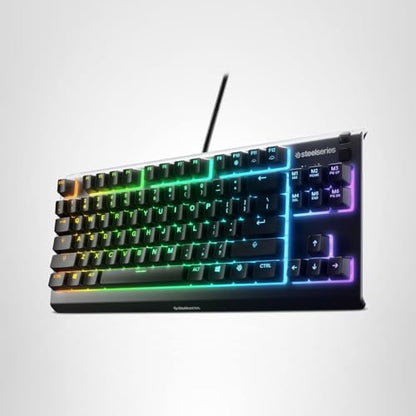 SteelSeries Apex 3 TKL RGB Gaming Keyboard – Tenkeyless Compact Form Factor - 8-Zone RGB Illumination – IP32 Water & Dust Resistant – Whisper Quiet Gaming Switch – Gaming Grade Anti-Ghosting,Black