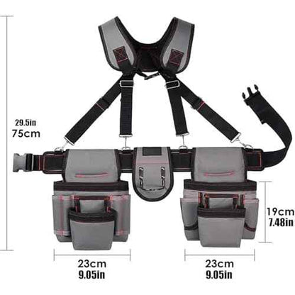 Professional Tool Belt for Men,Tool Belts with Suspenders,Magnetic Tool Pouch, Adjustable Utility Belt Tools Organizer, Heavy Duty Construction Work Bags Tool Pouch for Electrician, Carpenter