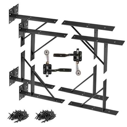 Mofeez Gate Corner Brace Bracket No Sag Kit for Shed Doors Driveway Gates Corral Gates Wood Windows (with Gate Latch 2 Sets)