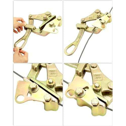 QWORK 6613lb Cable Grip Steel Wire Gripper, 2 Pack 3T Rope Jaw Puller, Clamp Puller
