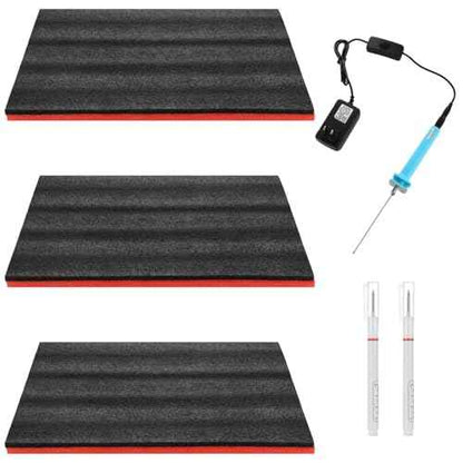 Homaisson Tool Box Foam Sets - Including 3 Tool Box Liners 1 Cutter and 2 Marker Pens Adjustable Tool Foam Organizers Non-Slip EPE Toolbox Liner Mats for Storage,18.1¡¿11.8¡¿1"