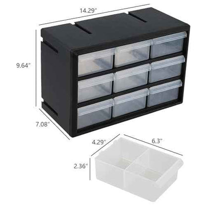 Plastic Drawer Storage Cabinet, 9-Drawer Plastic Drawers Organizer for Small Parts
