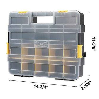 Mayouko Stackable Plastic Toolbox Organizer, Interlocking Small Parts Organizer, Compartment Toolbox for Screw,Nail,Hardware, 2PCS