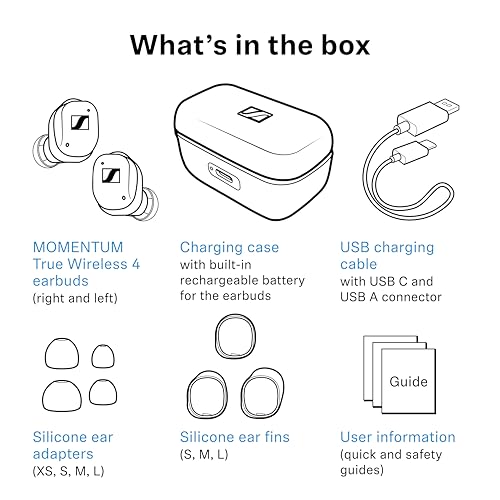 Sennheiser Momentum True Wireless 4 Smart Earbuds, Bluetooth 5.4, Crystal-Clear Sound, Noise Cancelling Earbuds, Comfortable Design, 30-Hour Battery, Adaptive ANC, LE Audio, Auracast – White