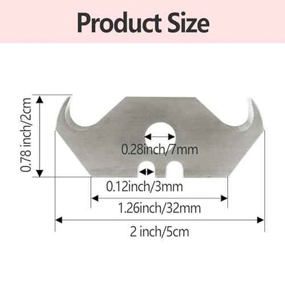 30PCS Carbon Steel Hook Blades, 2 Inch Utility Size Razor Blades with Plastic Box for Cutting Wallpaper, Carpet, Roofing Blade Knife