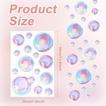 4 Sheet Bubble Wall Decal, Colourful Bubble Wall Stickers Cutouts Under The Sea Stickers Decor Ocean Bubble Wall Stickers for Kids Room Bathroom Wall Mermaid Theme Party Decoration