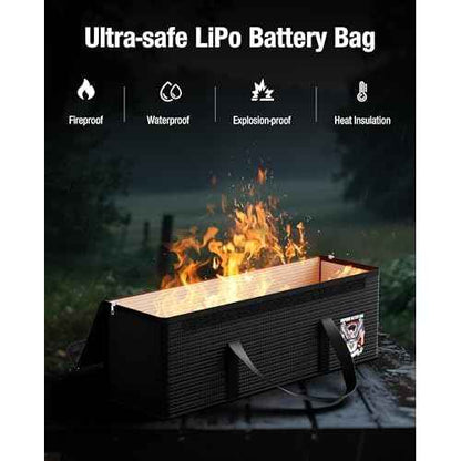 Ebike battery bag, LiFePO4 Lithium Battery Fireproof Bag, Large Capacity Explosion-proof Lipo Battery Case for Charging & Storage, Waterproof Safe Box Compatible with Super73(16x4.7x5 Inches)