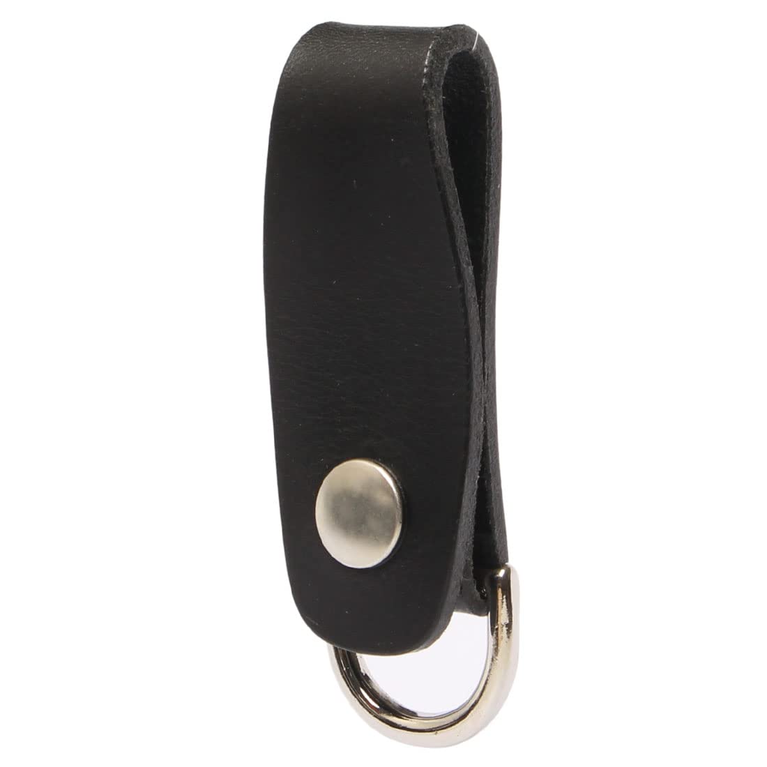 Ruth&Boaz Handmade Italian Vegetable Leather Belt Loop Keychain Keyring (A-black-silver)
