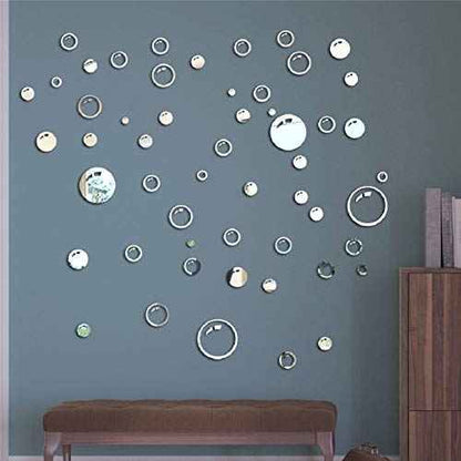 Acrylic Mirror Bubble Circle Wall Sticker Decals DIY Modern Art Mural for Living Room Bedroom Home Decor Wall Decoration Silver