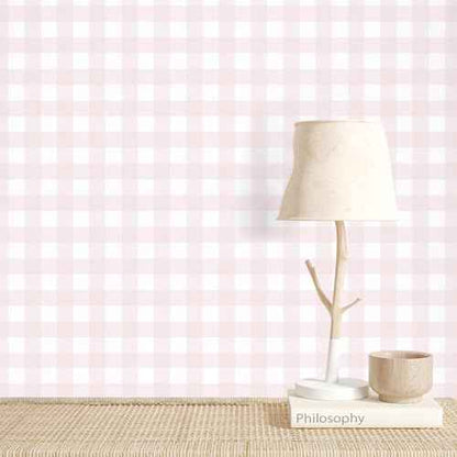 Cohoo Home Pink Plaid Peel and Stick Wallpaper Boho Plaid Contact Paper for Cabinets Pink Checkered Geinham Contact Paper Self Adhesive Removable Wallpaper Bathroom Nursery Waterproof 17.3inW 591inL