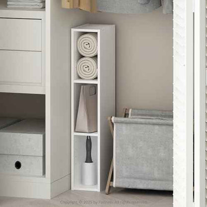 Furinno Reed 3-Tier Closet Organizers and Storage, Closet Organizer, Open Shelf Closet Storage, for Wardrobe, Bedroom, Living Room, 6-Inch Width, White