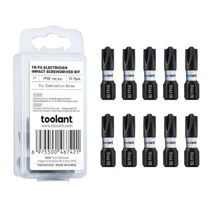 toolant TB-Fit Electrician Impact Screwdriver Bit Set, 10pcs 1 inch Long FPH2 (PH2-SL6), 1/4¡± Hex-Shank S2 Steel Hex Bits Set, CNC Machined Tips with Magnetism