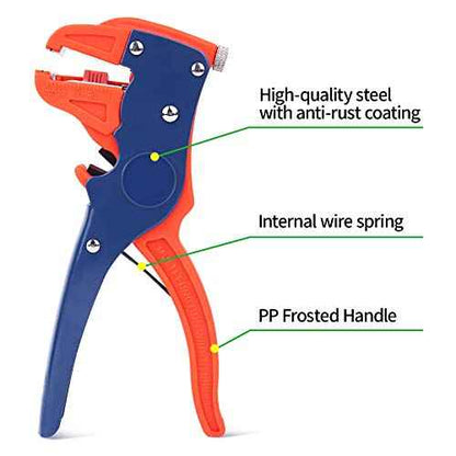 BOENFU Automatic Self Adjusting Wire Stripper, Quick Strip 2 in 1 Eagle Nose Wire Stripper, Red, 7 Inches