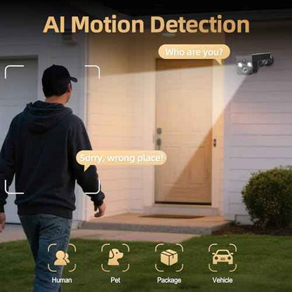 Solar Security Cameras Wireless Outdoor 2K Battery Powered AI Motion Detection 2-Way Talk Color Night Vision WiFi Waterproof SD/Cloud Storage Non-Stop Solar Panel Camera Outdoor Wireless