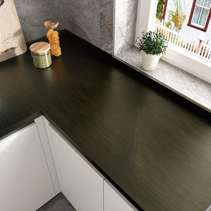 Bronze Black Stainless Steel Contact Paper Metal Brushed Peel and Stick Wallpaper for Bathroom Kitchen Countertops Thick Heat Resistant Brown Contact Paper for Appliances Dishwasher Fridge