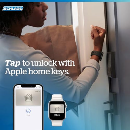 Schlage BE499WB CAM 619 Encode Plus WiFi Deadbolt Smart Lock, Keyless Entry Touchscreen Door Lock with Camelot Trim, Satin Nickel