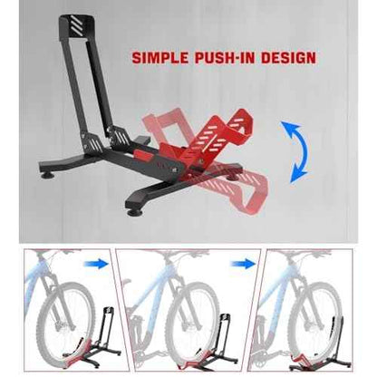 Bike Floor Stand, Portable Bike Storage for Garage - up to 3.5" Tire Wide, MTB & Road Bicycle Floor Stand, Front and Rear Wheel Parking Rack Fit for 26"-29" Bikes