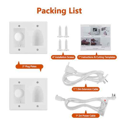 in Wall Cable Management Kit for Wall,Hide Cords Wall Mounted TV,Power Bridge Wall Kit for TV,Recessed Outlet for Organizing Cables Behind Wall-Mounted TV