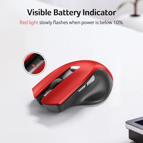 acer Wireless Mouse for Laptop, 2.4GHz Computer Mouse 3 Adjustable DPI Office Cordless USB Mice with USBA Receiver, 6 Buttons, 1600 DPI, Medium to Large Sized Hands Compatible with PC, Laptop, Desktop