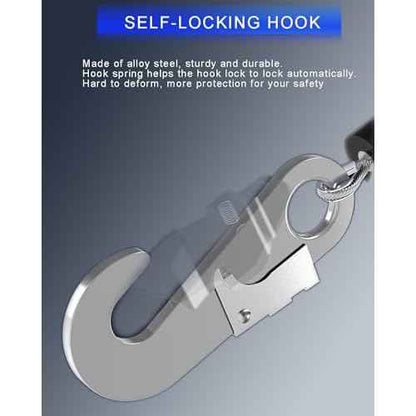 23FT RTOVZON Self Retracting Lifeline, Fall Arrest Fall Protection Dual Alloy Steel Hook Steel Wire Rope Heavy Duty Retractable Lanyard, Roofing Lifeline, SRL, Safety Lanyard