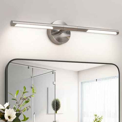Brushed Nickel Bathroom Light Fixtures Over Mirror 24 Inch, 18W 360¡Æ Rotatable Dimmable 4000K LED Vanity Light Bar, Modern Bathroom Vanity Lights Above Mirror