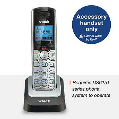 VTech Accessory Handset for DS6151 Series with 2-Line Cordless Phone, Suitable for Small Business or Home, Answering System, Expandable up to 12 Handsets, Intercom, Conference | DS6101 (Black/Silver)
